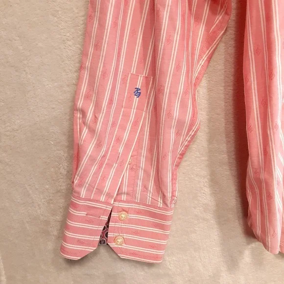 Robert Graham Men's Pink Striped Long Sleeve Button Up Shirt Sz.XL/Musical Note - Picture 6 of 13